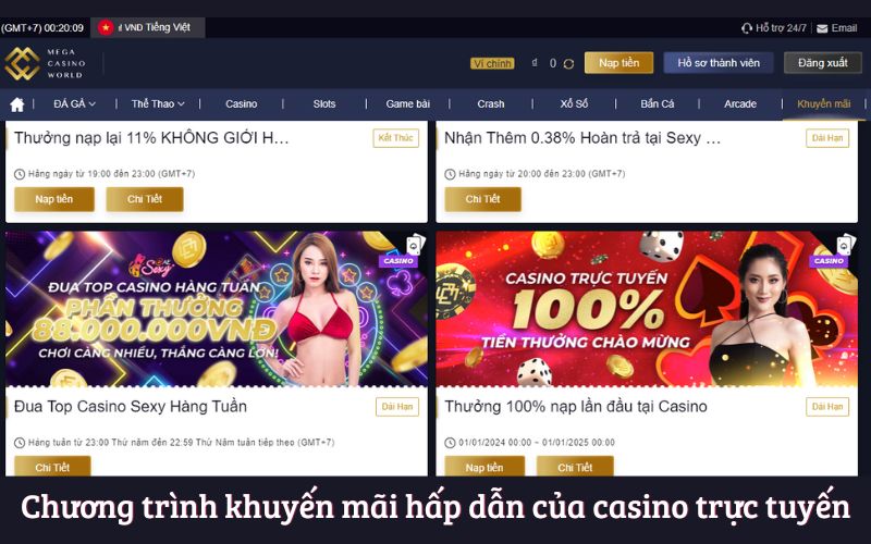 Chương trình khuyến mãi hấp dẫn của casino trực tuyến